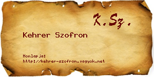 Kehrer Szofron névjegykártya