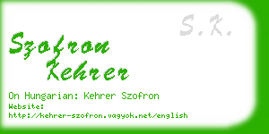 szofron kehrer business card